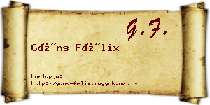 Güns Félix névjegykártya